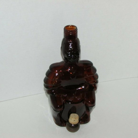 Vintage Brown Glass Liquor Bottle Limbo Drummer Home Bar Decor - Picture 9 of 11